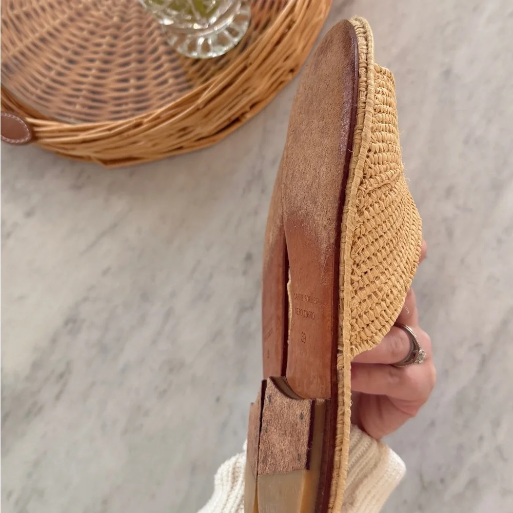 Carrie Forbes Raffia Slide Sandals in Natural Beige - Women's Casual Slip-On - Picture 5 of 7